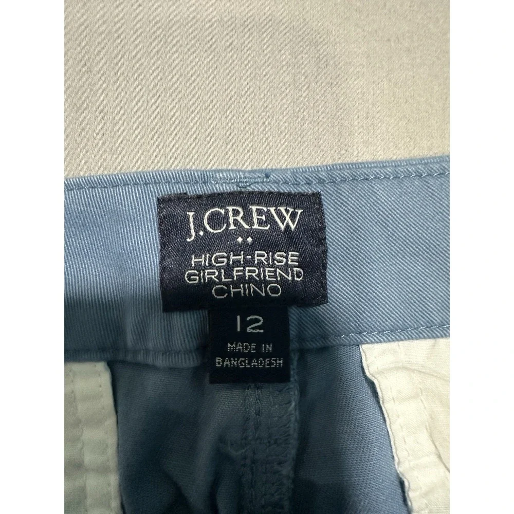 J Crew High rise Girlfriend Chino Light Blue Pants 12 NWT